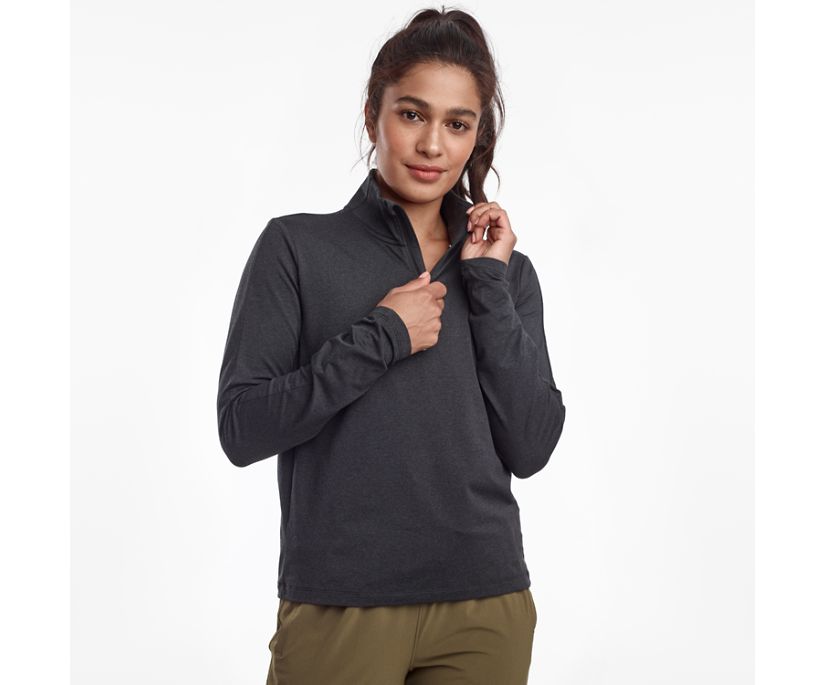 Női Saucony Sunday 1/4 Zip Kabát Fekete | HU 625GSO